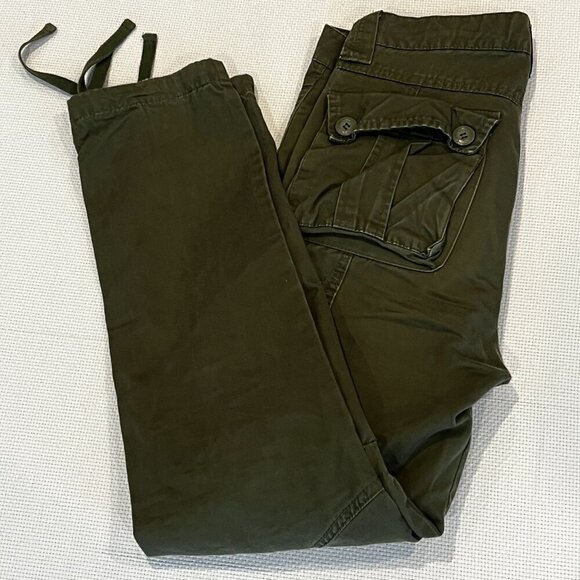 Matchstick Cargo Pants Mens Size 32 Khaki Green Relaxed Baggy Drawstring Grunge - Picture 1 of 12